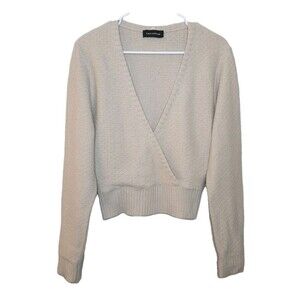 Flavio Castellani Sweater Beige Women Size L / 44 Wool Cashmere Blend Faux Wrap